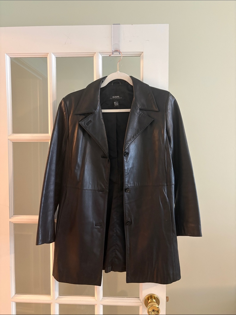 Alfani Black Leather Button-Front Jacket